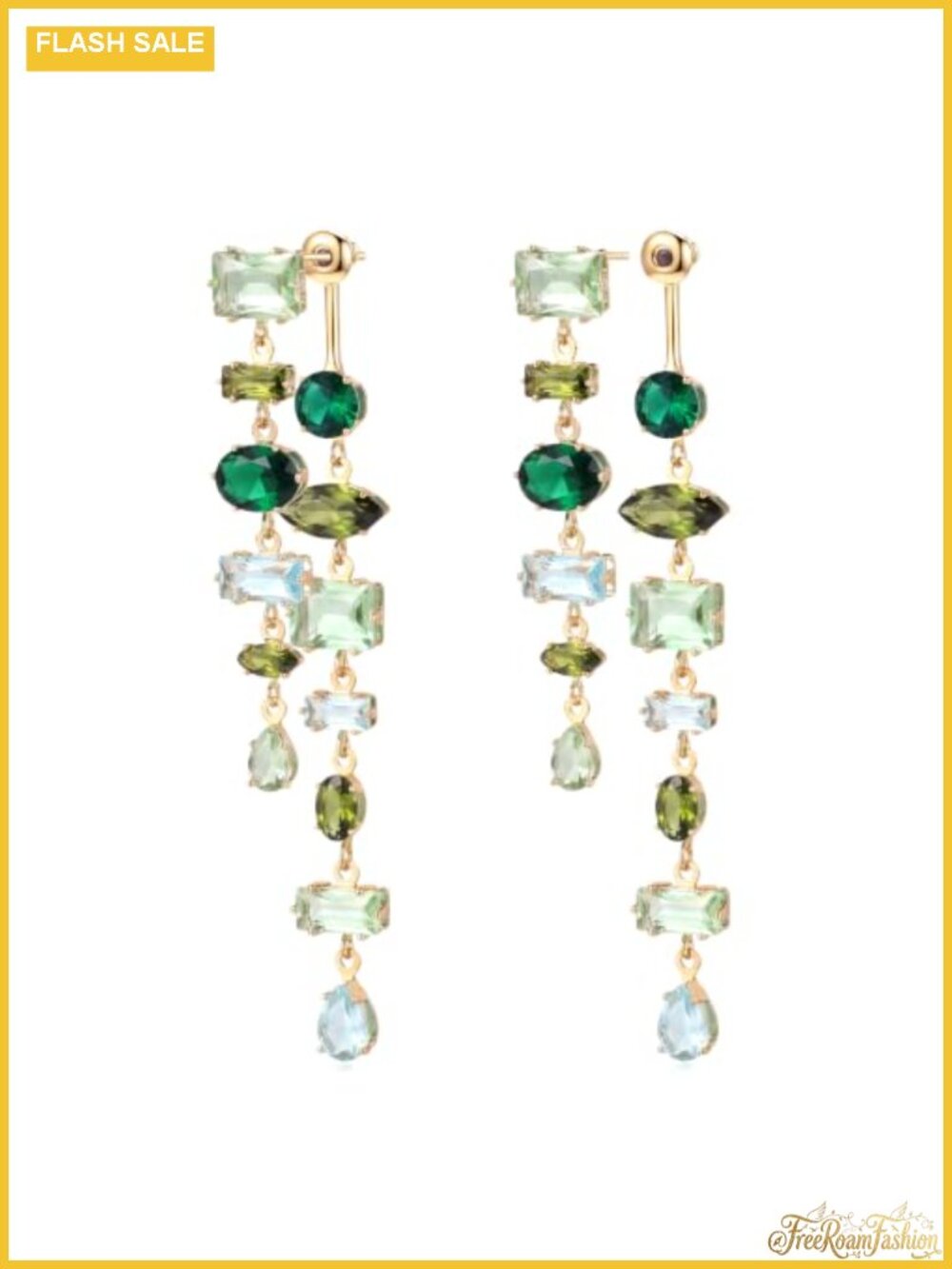 14K Gold Plated CZ Chandelier Dangle Earrings for Women Long Statement